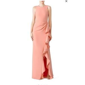 Parker Black Pink Madeline Ruffle sleeveless maxi Gown 6